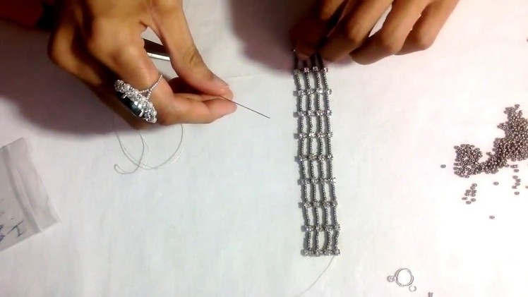 How to make rectangle seed bead  and crystal Bracelet