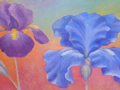 Iris Flower Acrylic Painting Instruction | How to Paint Irises | Angelooney Floral