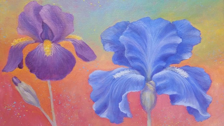 Iris Flower Acrylic Painting Instruction | How to Paint Irises | Angelooney Floral