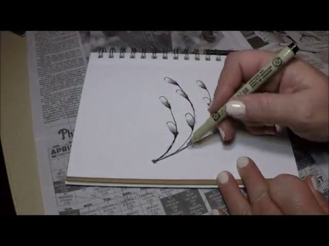 Pussy Willow Branch - How to make a Zentangle Inspired Drawing