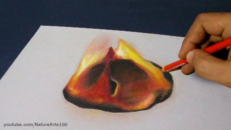 3D Drawing paper Burning, Realistic Fire