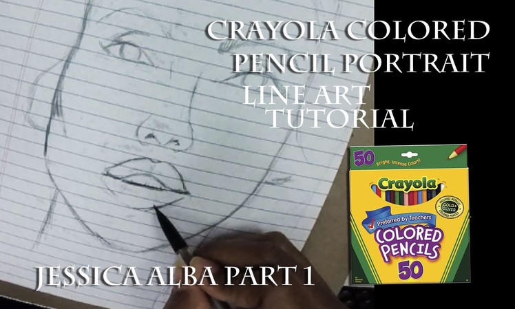 Drawing a Portrait Line art using lined Paper: Jessica Alba-Long tutorial