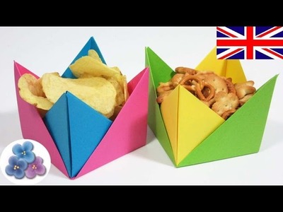 Easy Origami Container. Origami Paper Bowl. Origami Candy Dish Mathie