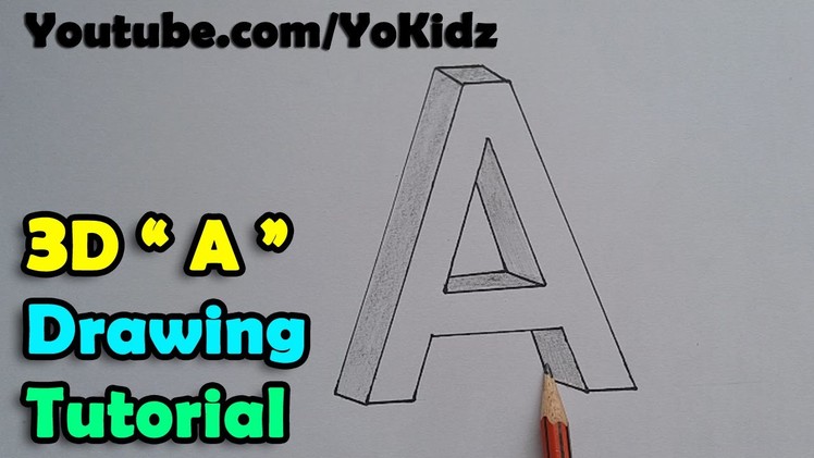 How to draw 3D drawing of letter A
