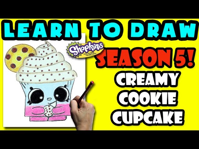 How To Draw Shopkins SEASON 5: Creamy Cookie Cupcake, Step By Step Season 5 Shopkins Drawing Shopkin