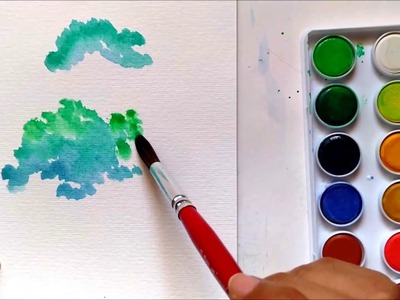 How to paint tree with watercolor easy tutorial for beginners children