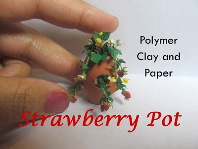 Polymer Clay and Paper Dollhouse Miniature Strawberry Pot