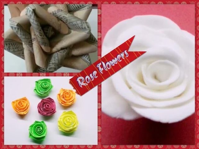 DIY 3 Different Types of Rose Flowers.How to Make Rose Flower.Origami Rose Flower.Quilling Rose.