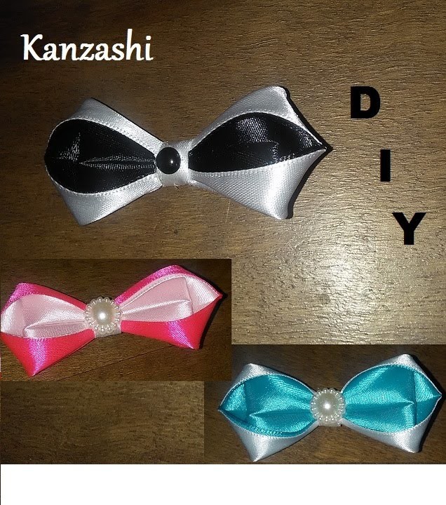 DIY.MK.Tutorial.Noeud papillon.Bowtie.Kanzashi.black and white