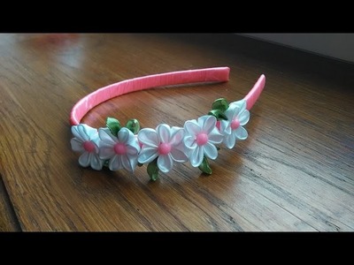 DIY.MK.Tutorial.Serre tête.Headband.Kanzashi."Spring flowers"