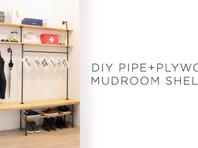 DIY Pipe Mudroom Shelves