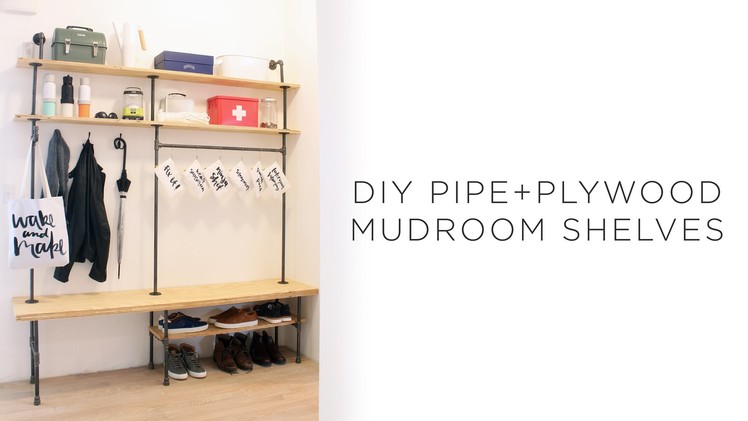 DIY Pipe Mudroom Shelves
