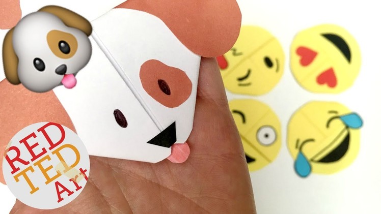 Easy emoji Puppy, Dog Bookmark DIY - Woof Woof! (Paper Crafts)