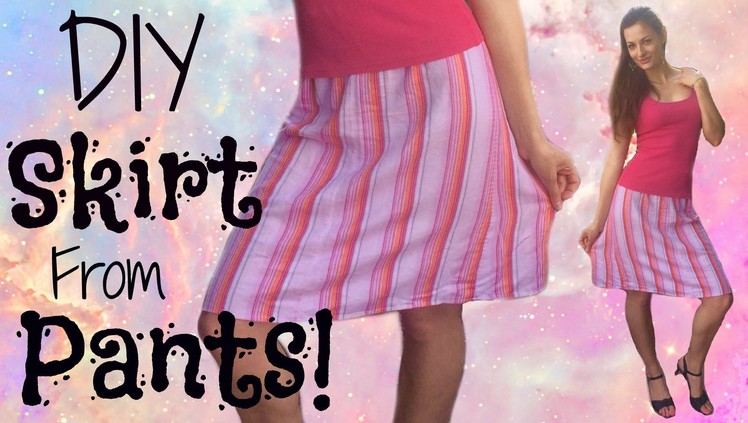 How to make a Cute Skirt out of Any Pants! - DIY clothing Tutorial