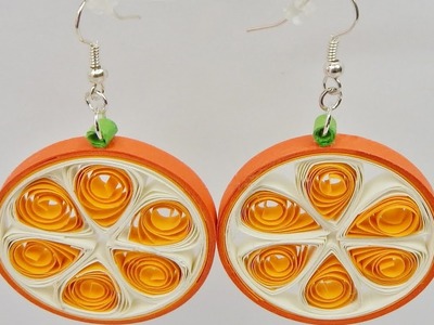 How to make quilling orange earrings quilling fruits  DIY (tutorial + free pattern)