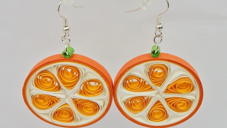 How to make quilling orange earrings quilling fruits  DIY (tutorial + free pattern)