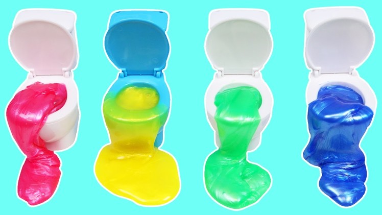 LEARN COLORS with Slime Toilet Surprise Toys! | DIY How to Make Color Toilets
