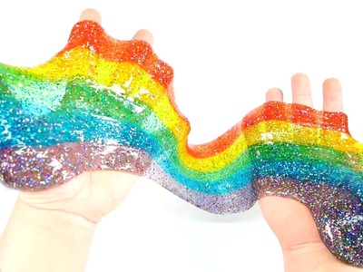 Rainbow Glitter Slime !! Without Borax - MonsterKids