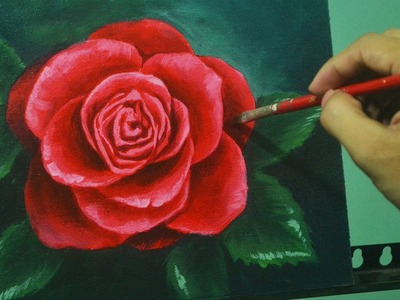Acrylic Painting Lesson - Red Rose by JM Lisondra