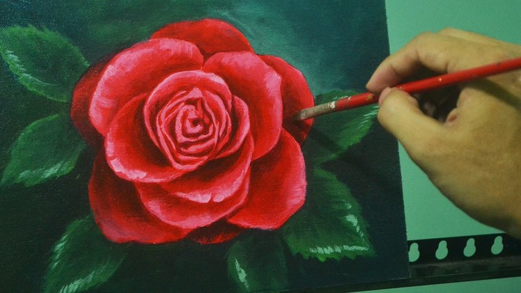 Acrylic Painting Lesson - Red Rose by JM Lisondra