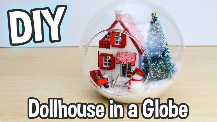 DIY Miniature Dollhouse Kit Cute Christmas Globe Ornament with Working Lights!. Relaxing Crafts