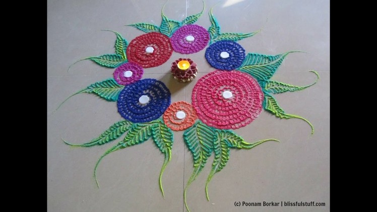 Easy and quick rangoli | Innovative rangoli designs by Poonam Borkar