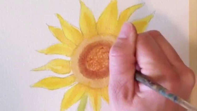 How to draw and paint a Watercolor Sunflower