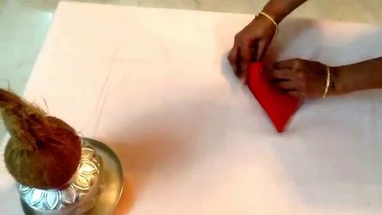 How to fold blouse piece for puja kalasam