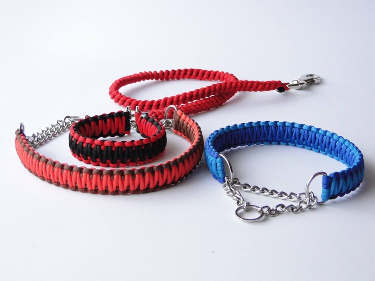 How to Make a Paracord  Half Choke Dog Collar-Leash handle-King Cobra Weave