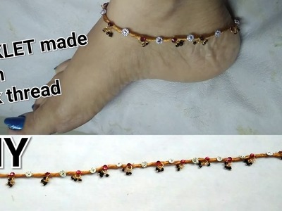 How to make anklet at home||silk thread jewellery making tutorials. !!