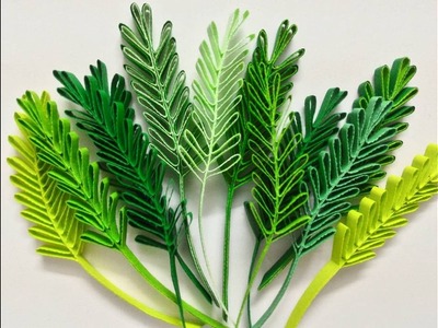 Quilling sprigs of leaves with hair brush