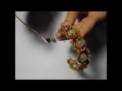 Wire wrap bracelet with beads