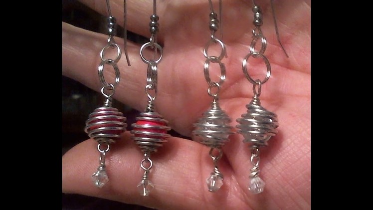 Wire wrapped caged dangle earrings
