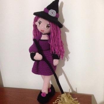 Crochet Pattern Cute Witch Samantha Doll Amigurumi Pdf