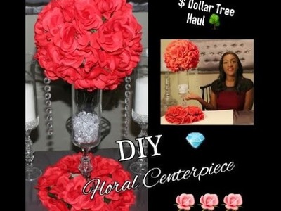 DIY DOLLAR TREE RED FLORAL ARRANGEMENT CENTERPIECE| KISSING BALL| WEDDING DECOR TUTORIAL