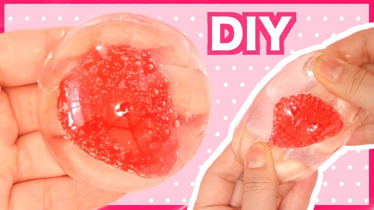 DIY Fake Strawberry Raindrop Cake Stress Ball Tutorial