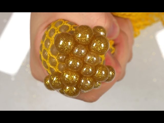 DIY How To Make 'Gold Colors Glitter Powder Squishy Stress Ball Balloons' Play Learn Colors Slime