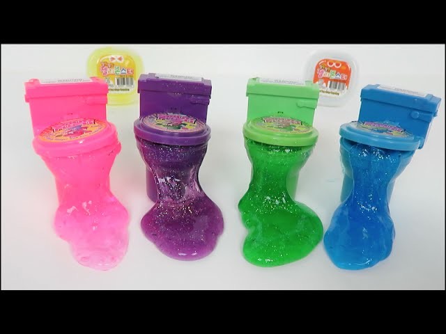 DIY How To Make Sparkly Rainbow 'Colors Toilet Jelly Slime Poop' - Tutorial Glitter Putty