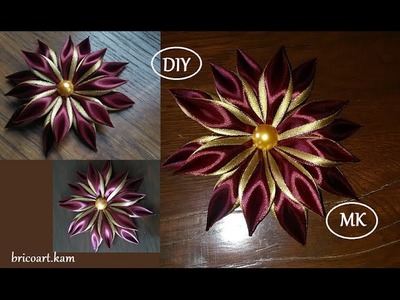 DIY.MK.Tutorial.Kanzashi flower red&gold - bricoart.kam