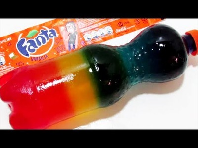 How to Make Fanta Rainbow Bottle Jelly Gummy Fun & Easy DIY Homemade Jello Pudding Dessert
