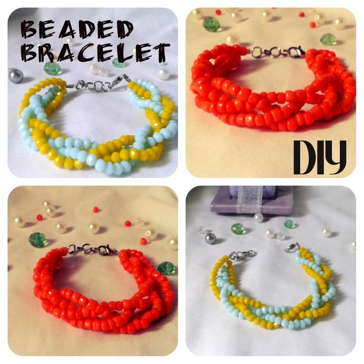 Tutorial.DIY:how to make easy beaded bracelet "summer color*3". handmade tutorial