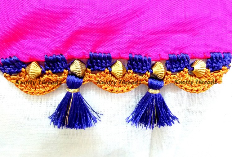 Crochet | Kuchu | How to do Krosha Saree Kuchu with Beads