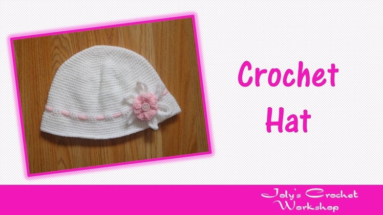 Crochet summer hat with flower for girls