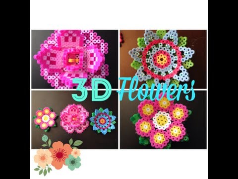 DIY 3D Perler Bead Flowers.2 Different Pretty and Fun Designs!!