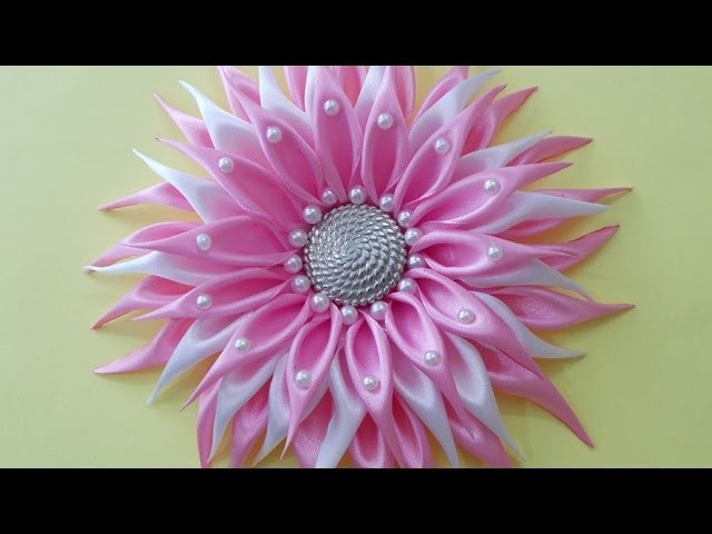 DIY Crafts : How to Make Beautiful Kanzashi Satin Ribbon Flower | DIY Girls Hair Accessories
