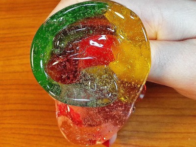 DIY Jelly Clear Slime with Bubbles Rainbow Colors
