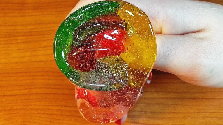 DIY Jelly Clear Slime with Bubbles Rainbow Colors