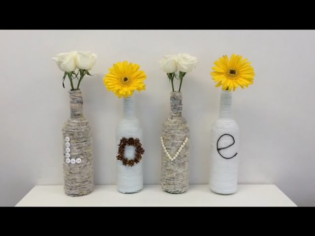DIY recycled glass bottles, home, room  or office decor