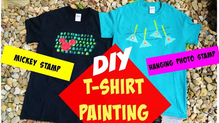 DIY T-shirt painting at home tutorial!! using easy stamping and painting techniques