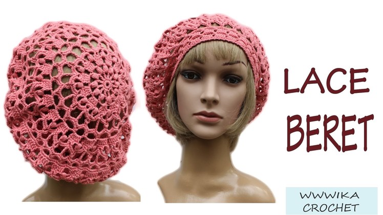 How to Crochet beret pattern easy Peach lace beret  #crochet_beret #crochet_beret_pattern
